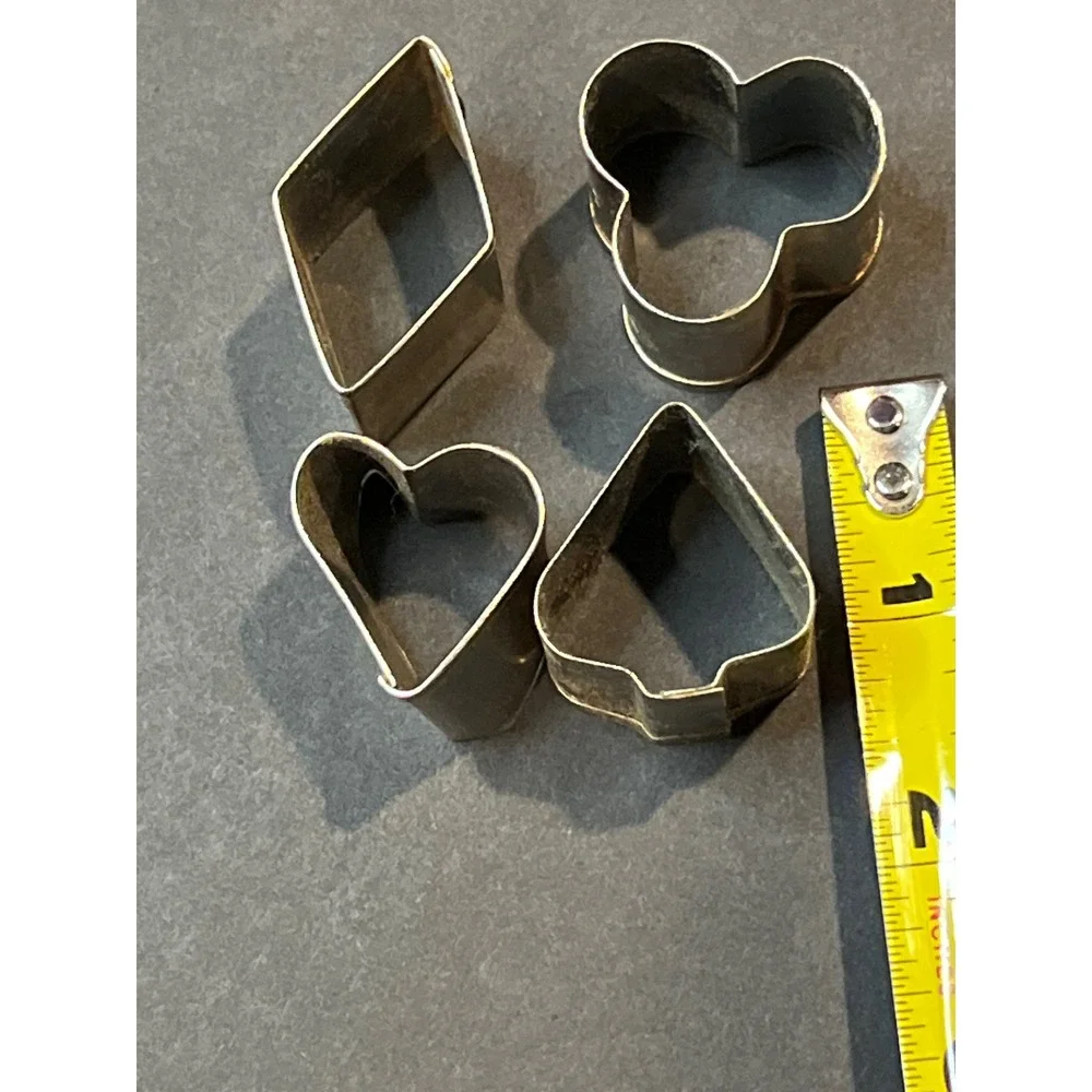 Vintage Metal Cookie Cutter Set Hearts Stars Moon Playing Card Suits 10 Pieces